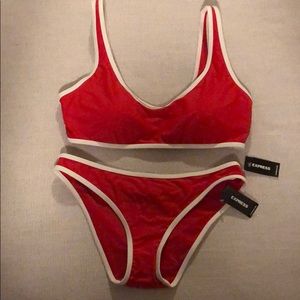 Express 2 peice bikini, red with white piping.